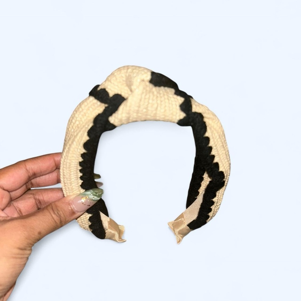 Top Knot Raffia Headband Universal Thread Tan/Black bundle - Picture 2 of 4